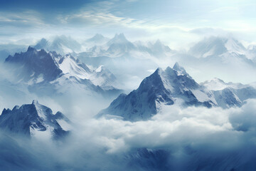 Artistic Narratives: High-Altitude View of Breathtaking Mountains