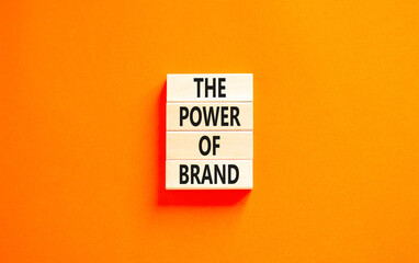 The power of brand symbol. Concept words The power of brand on beautiful wooden block. Beautiful...