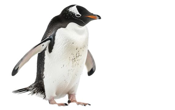 Delightful Penguin Waddling Across Frozen Terrain Isolated on Transparent Background.
