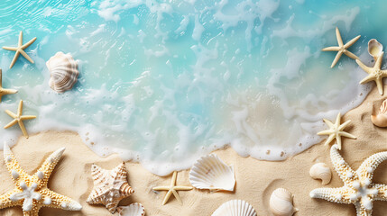 Summer banner with tropical beach, vacation concept