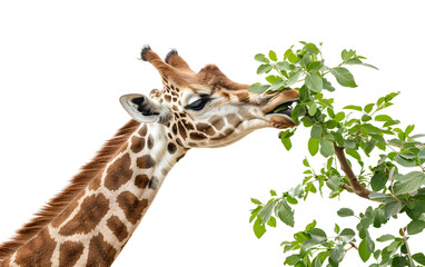 Obraz premium Elegant Giraffe in Serene Isolation Isolated on Transparent Background.