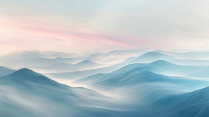 Soft,  diffused layers of pastel hues blending together seamlessly to form a tranquil and serene abstract landscape - obrazy, fototapety, plakaty