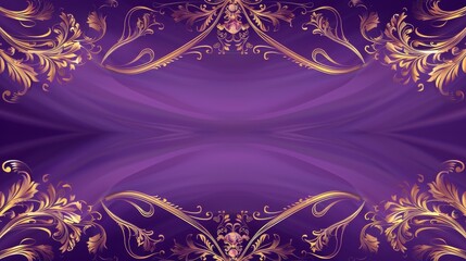 Golden and Amethyst Purple Style Vector Illustration Border Banner Art Background with Empty Copy Space created with Generative AI Technology