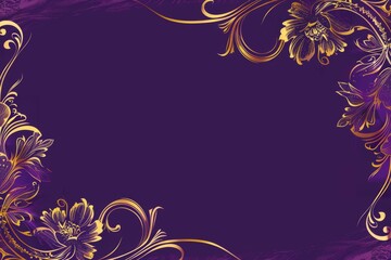 Golden and Amethyst Purple Style Vector Illustration Border Banner Art Background with Empty Copy Space created with Generative AI Technology