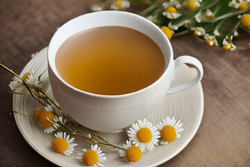 A cup of warm chamomile tea