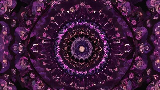 Surreal hypnotic motion purple kaleidoscope