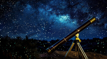 Naklejka premium Close-up of a Telescope Pointing at the Night Sky