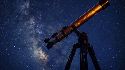 Foto op Aluminium Close-up of a Telescope Pointing at the Night Sky © Nijam