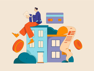Home loan flat vector concept operation illustration
