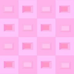 Retro mood geometric seamless pattern expressed on a 3D surface with squares of various sizes / easy to change all color