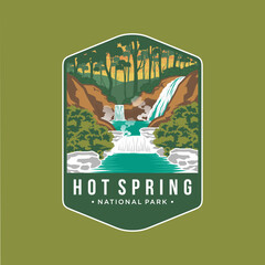 Hot Spring National Park Emblem patch logo illustration - obrazy, fototapety, plakaty