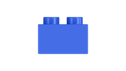 Royal Blue Block Isolated on a White Background. Close Up View of a Plastic Children Game Brick for Constructors, Side View. High Quality 3D Rendering with a Work Path. 8K Ultra HD, 7680x4320