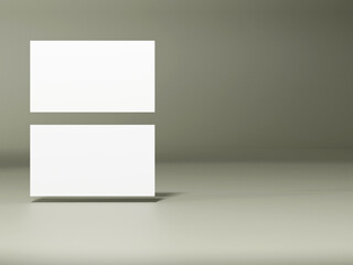 Realistic floating business branding cards template mockup.