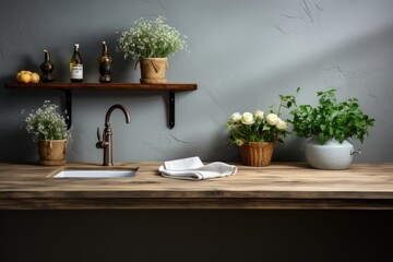 Modern kitchen interior with wooden furniture k professional advertising photography