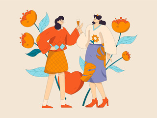 3.12 International Women's Day professional women flat character vector concept operation hand drawn illustration
