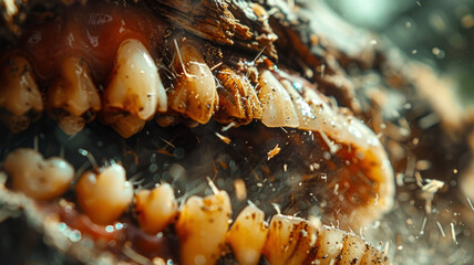 Close-up of an animal's teeth. - obrazy, fototapety, plakaty