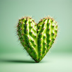 Spiny cactus in the shape of a heart. Broken love concept