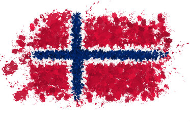 norwegian flag with paint strokes