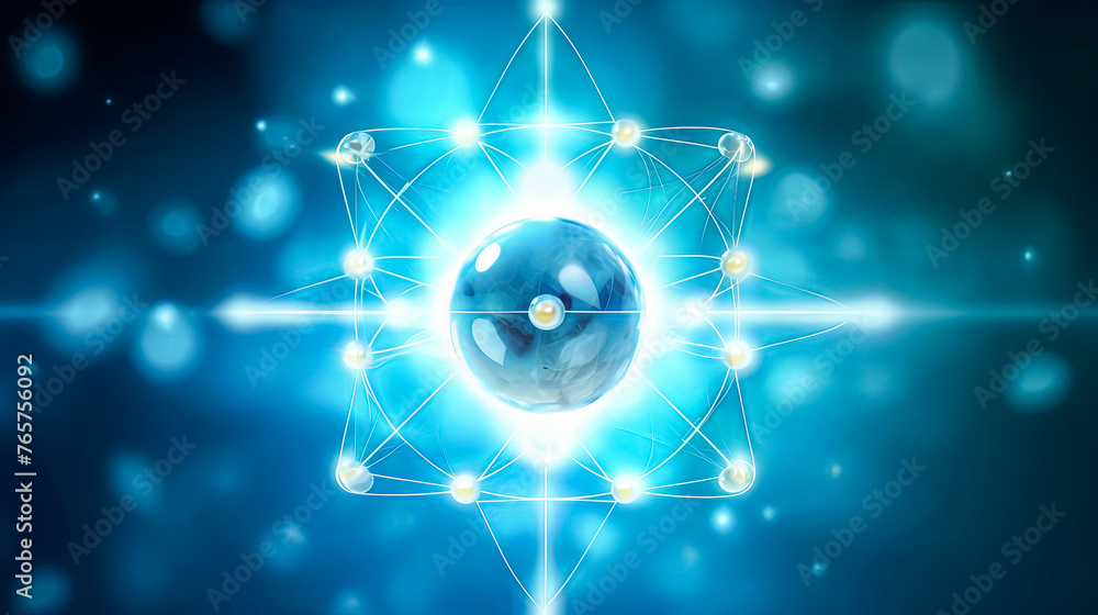 Poster an abstract representation of particle entanglement and quantum correlation, illustrating the intric