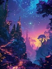 Space Adventure RPG,Bioluminescent ecosystems