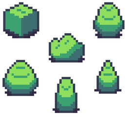 Pixel Art Bush Pack Color 2 16x16 Vector