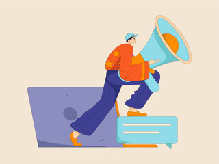 Flat vector illustration of business people operating work scene
