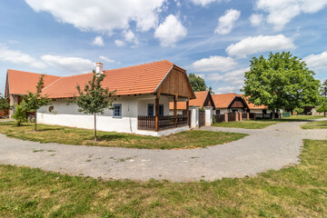 Old houses in the open air museum (Polabske národopisne muzeum) in Prerov, Czechia - 765757688