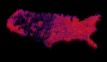 infographic, heat map, population, usa - 3D illustration