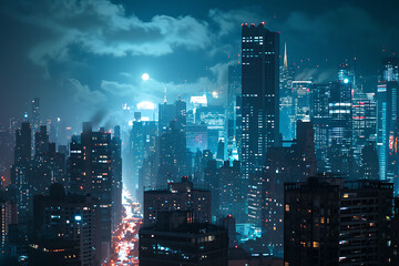 Fototapeta na wymiar city skyline at night