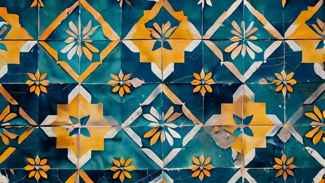 Traditional portuguese azulejo tiles. Colorful background.