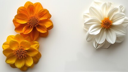 White and Yellow Flower Against White Wall