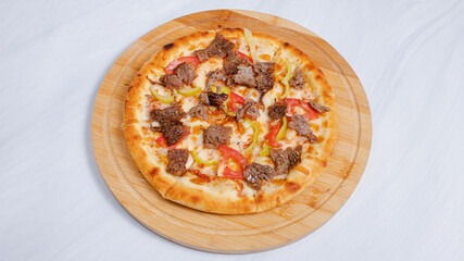 Italian meat pizza isolated