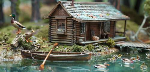 A family of ducks swimming nearby and a rowboat moored to the dock adorn this picture-perfect tiny...