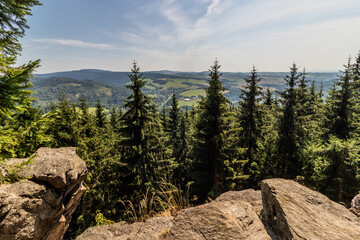 Viewpoint at Studeny mountain in Orlicke mountains, Czech Republic
