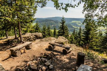 Viewpoint at Studeny mountain in Orlicke mountains, Czech Republic