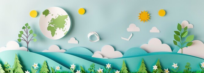Paper art earth decoration, earth day concept