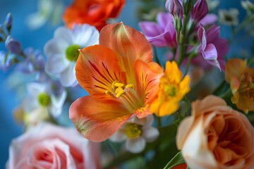Obraz na płótnie Canvas the delicate petals and vibrant colors of a handcrafted floral arrangement