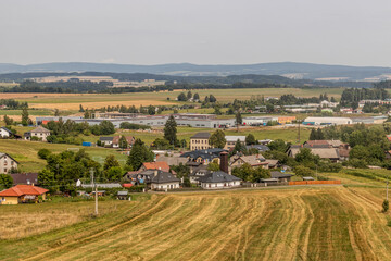 Aerial view of Dlouhonovice village near Zamberk, Czech Republic