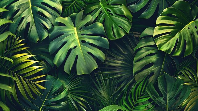 Tropical leaves pattern background	
