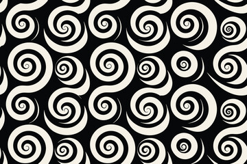 Small black and white spiral geometric seamless pattern background. Use for fabric, textile, cover, wrapping, decoration elements