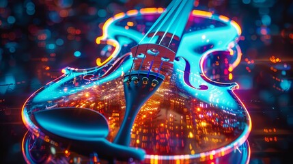 Neonlit Violin Emanates Futuristic