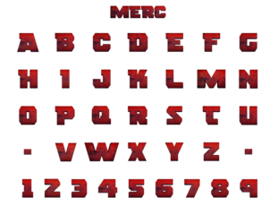 Merc Red Metal Alphabet 3D Illustration