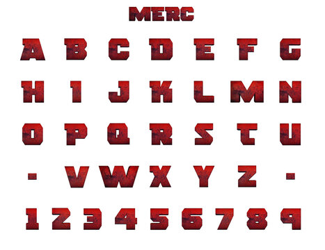 Merc Red Metal Alphabet 3D Illustration