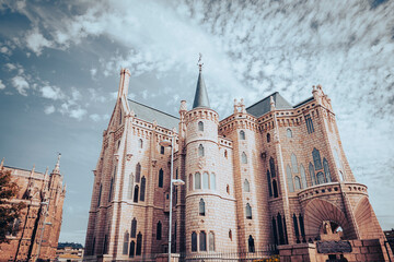 Episcopal Palace (Palace of Gaudi) in Astorga, province of Leon, Castile and Leon, Spain - 765768204