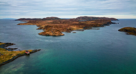 Coast on East Coast of Atlantic Ocean. Aerial Nature Background.