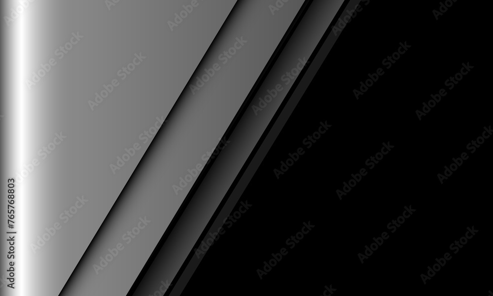 Poster abstract silver geometric shadow slash on black with blank space design modern background vecto