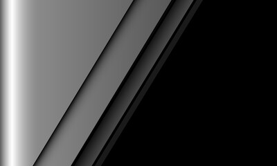 Abstract silver geometric shadow slash on black with blank space design modern background vecto - 765768803