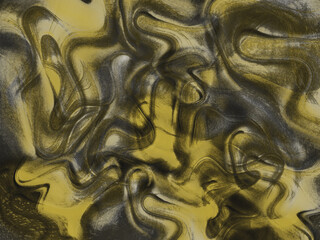 Abstract yellow dark fluid patterns and smooth dynamic flowing shapes with copy space. modern creative background design