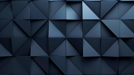 A sleek geometric composition featuring a series of 3D triangles and rectangles in a minimalistic style