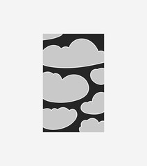 gray flat clouds on a dark background, art element in a rectangular shape without sides